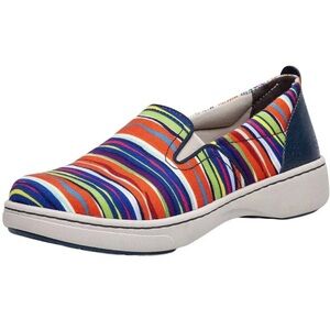 Dansko Belle Striped Sneakers Slip On Close Toe Multi Color 41 11